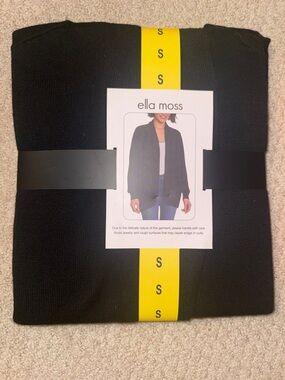 Ella Moss Black Open-Front Knit Blazer Jacket